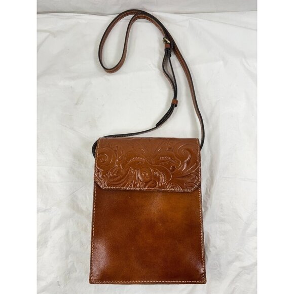 Patricia Nash Biella Brown Leather Envelope Flap Crossbody